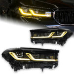 Suitable for upgrading BMW 1 Series F20 2012/2014 headlight assemblies with square LED lenses, including 6000K daytime running lights (12V, dual-mount), compatible with original xenon headlights. - Image 2