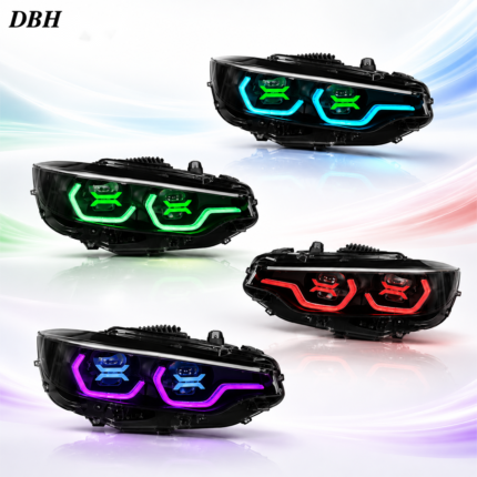 DBH New Car Accessories - New Design Headlights for BMW 4 Series, F32, F80, M3, M4 - Upgraded RGB Headlights with Multi-Color Daytime Running Lights - 7-Cool, Correct