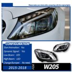 Headlight assembly upgrade for 2015-2021 Mercedes-Benz C-Class W205 Maybach models with LED projector daytime running lights - 2019-2021 - Image 7