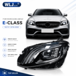 High-spec LED headlight assembly for 2015-2019 Mercedes-Benz GLA, upgraded with DRLs, turn signals, and projection lenses. - Original halogen headlights