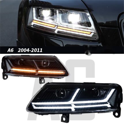 Suitable for 2017-2019 Audi A4 B9 models, LED lens headlight assembly with RS version flowing light effect - compatible with original LED headlights.