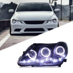 LED headlight assembly with LED DRL dynamic sequential turn signal projector lens for Toyota Corolla 2011-2013 models - White