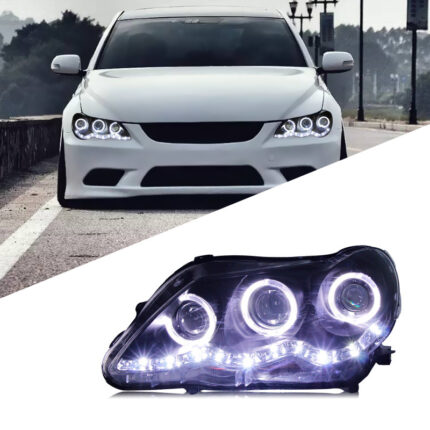 LED headlight assembly with LED DRL dynamic sequential turn signal projector lens for Toyota Corolla 2011-2013 models - White
