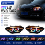 Compatible with BMW 4 Series F32, F33, F36, F82, and F83 models. Features dual-color LED laser lens headlights; customization available. - Original 10-pin connector.