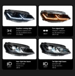 Dual-lens upgrade kit for 2009-2012 Volkswagen Golf 6 headlight assemblies (12V 6000 lumens 3000K LEDs) - Black, Right-hand drive - Image 3