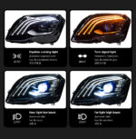 LED headlight assembly with LED daytime running lights for Porsche Cayenne 957 2007-2010 models, 12V headlights and daytime running lights - white. - Image 4