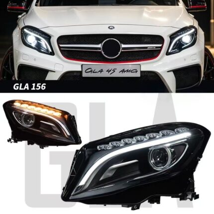 High-end LED lenses for headlight assemblies of 2015-2019 Mercedes-Benz W156 GLA models - compatible with original halogen headlights.