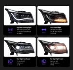 Dedicated 06-10 Chevrolet Aveo 12V 30W LED headlight assembly upgrade with three-eye design - one pair of three-cover headlights - Image 3