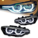 63117352485 M5 F10 F18 New 12V 55W Upgraded Car LED Headlights, Compatible with 5 Series 2010 2013 2014 - Left / Right, for 2014-2017 cars with Xenon Highbeam