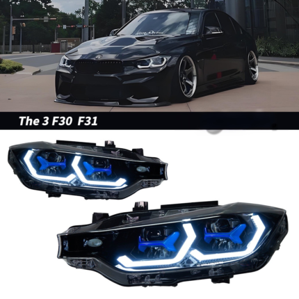 Snake-eye LED headlight assembly for BMW 4 Series F32 F36 F82 2013-2020 models, dual-color DRL white and yellow light with amber turn signals - 10 pins