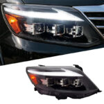 Upgraded LED headlight assembly for Toyota Prado J120 2003-2009 2700/4000. Includes laser LED DRL projection headlights - headlights + xenon high/low beam kit + halogen auxiliary high beam.