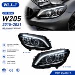 Headlights for 2015-2021 Mercedes-Benz C-Class W205 (older to newer models) with LED daytime running lights and turn signals C180 - 2019