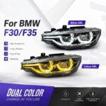 Suitable for 2013-2018 BMW 3 Series F30 dual-color spoon-shaped headlight assembly and LED turn signals - Original vehicle xenon/ dual-color, right rudder