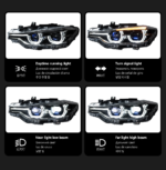 This is a modified dual-color LED projector headlight assembly suitable for BMW 3 Series F30, F35, and F31 models from 2012 to 2019. (2016-2019 Original LED) - Image 3