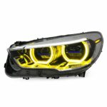Suitable for 2007-2013 X5 E70 models, retrofitting with G05 spoon-shaped dual-color laser headlight assembly, featuring gold-eyed DRLs - natural white. - Image 4
