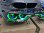 Upgraded tri-color LED headlights for BMW F32, F36, F80, and F82, featuring dual-color (white, yellow, amber) DRL sequential turn signals - tri-color. - Image 4