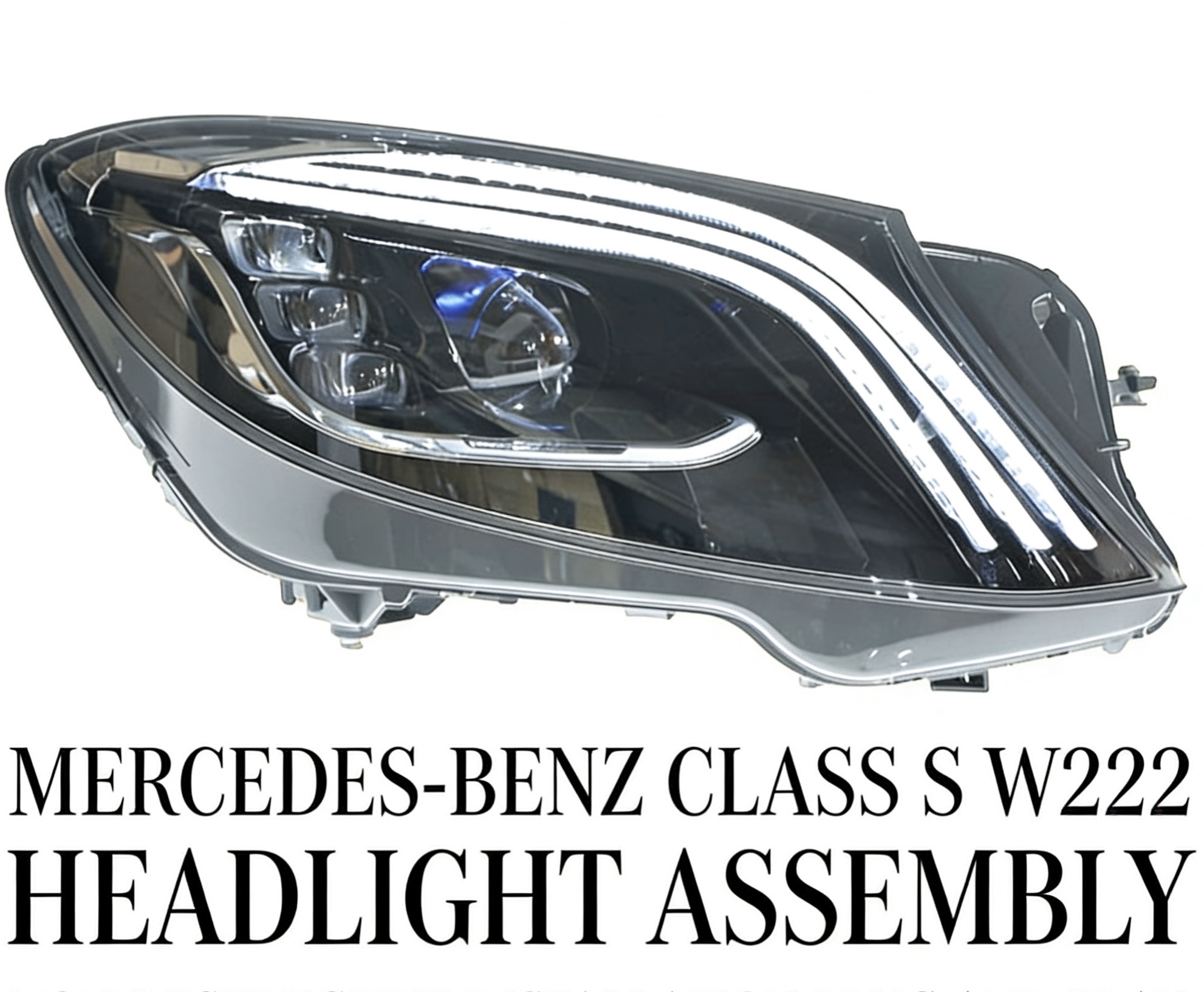 H378683f5cb964d4fb96d59b369f66899t Headlight assembly for 2024-2026 Mercedes-Benz E-Class W214, with LED lenses and daytime running lights, 12V 6000K - Suitable for upgrades from base to high-spec, one pair. - Image 1