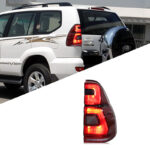 Taillight assembly, LED daytime running lights, and turn signals - black, suitable for Toyota Land Cruiser Prado LC90 LC95 3400 1996-2002.