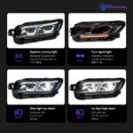 Volkswagen Skoda Octavia 15-17 headlight assembly, with aftermarket LED daytime running lights and xenon dual lenses - Cool White, Left + Right - Image 3