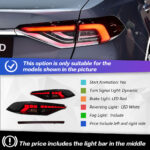 New red 12V RGB style full LED taillights and rear spoiler lights for SE LE sedans - red, green, and blue. - Image 7