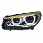 Suitable for 2007-2013 X5 E70 models, retrofitting with G05 spoon-shaped dual-color laser headlight assembly, featuring gold-eyed DRLs - natural white. - Image 3
