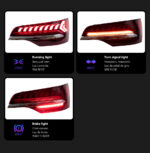 Full LED taillight assembly for Audi A6 C7 2012-2015, C8 style upgrade with sequential turn signals and dynamic daytime running lights, 12V, brand new - light strips. - Image 3