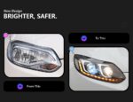 LED headlight assembly for Ford Mustang 2015-2017 models, LED DRL projection headlights, automotive lighting accessories - white. - Image 2