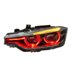 DBH Auto Parts for BMW 3 Series F30 F35 2013-2018: Yellow, White, and Red Smoked V3 Style Tricolor DRL LCI Style LED Headlights - Image 3