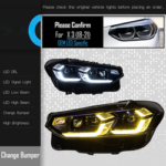 Suitable for 2012-2019 3 Series F30/F35 models, retrofitting to 2023 models with dual hook black base LED lens headlights, PC/ABS material, 12V, brand new - Factory halogen light source - Image 9
