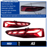 DBH Audi Q5/Q5L 2018-2024 LED Taillight Assembly Replacement Part OE 80A945069A 12V 10000LM 6000K Red Lens - 18-20, Left + Right - Image 6