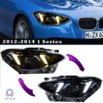 High-end LED daytime running lights for 2015-2018 BMW 1 Series F20 headlights, turn signals, and projector lenses - cool white, correct.