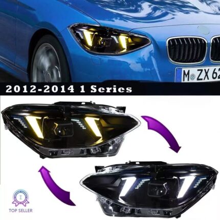 High-end LED daytime running lights for 2015-2018 BMW 1 Series F20 headlights, turn signals, and projector lenses - cool white, correct.