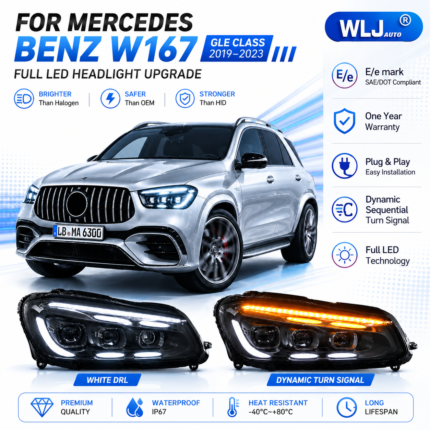 Plug and play compatible with headlight assemblies for Mercedes-Benz C-Class W204 2007-2010 models, upgrading LED projection lens sequential turn signals (DRL).