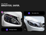 Headlight assembly upgrade for 2015-2021 Mercedes-Benz C-Class W205 Maybach models with LED projector daytime running lights - 2019-2021 - Image 3