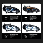 Matrix LED headlight assemblies for BMW 3 Series G20 and G28 models (2019-2022), dual-color DRL four-lamp low beam headlights, eight-lamp high beam headlights. - Image 4