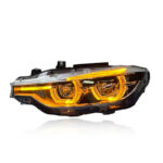 DBH Auto Parts for BMW 3 Series F30 F35 2013-2018 LCI Style V3 Design Tri-color DRL LED Headlights (Yellow, White, Amber) - Image 2