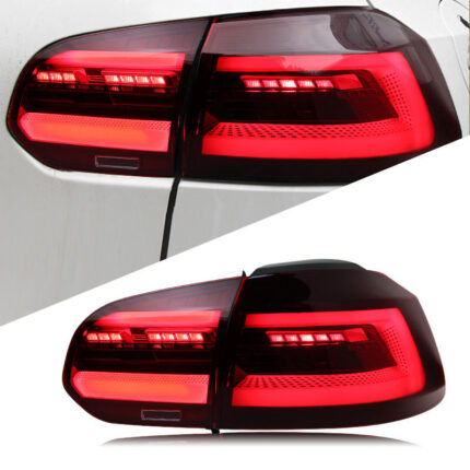 LED taillight assembly for Volkswagen Golf 6 GTI R20 (08-13). Includes LED daytime running lights, sequential turn signals, and rear lights for Golf 8 models. - 5000