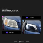 LED headlight assembly with projection lens for Chevrolet Spark 2011-2014 models, LED DRL turn signal upgrade - single unit, halogen. - Image 2