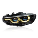 DBH Auto Parts for BMW 3 Series F30 F35 2013-2018 LCI Style V3 Design Tri-color DRL LED Headlights (Yellow, White, Amber)