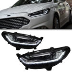 2012-2013 Ford Focus Car Headlights - 12V LED Headlight Assembly with Lens and Daytime Running Lights - Brand New Retrofit - Cool White