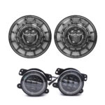 Upgraded RGB headlight and fog light kit for Jeep Wrangler JK 2007-2018. APP-controlled ring lights DRL plug and play - red, green, blue. - Image 3