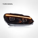 LED headlight assembly for Volkswagen Golf VII MK7 2013-2020, LED DRL sequential turn signal projection headlights, automotive styling - Redline style. - Image 3