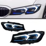Specifically designed for BMW 3 Series F30/F35, upgraded with M4 G22 gold-eyed spoon-shaped laser lens headlight assembly - Yellow