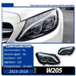 Headlights for 2015-2021 Mercedes-Benz C-Class W205 (older to newer models) with LED daytime running lights and turn signals C180 - 2019 - Image 8