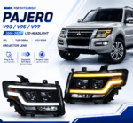 LED headlight assembly for Patrol Y61 2005-2022 models, with DRL and turn signal laser lenses, 12V automotive lighting - 55W.