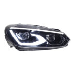 LED headlight assembly for Volkswagen Golf VII MK7 2013-2020, LED DRL sequential turn signal projection headlights, automotive styling - Redline style. - Image 5