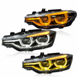 DBH Auto Parts for BMW 3 Series F30 F35 2013-2018 LCI Style V3 Design Tri-color DRL LED Headlights (Yellow, White, Amber)