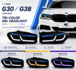 RGB LED headlights for BMW F30/F35 2013-2015, 7-color X Fantasy DRL blue lighting effect upon startup, uses original driver, plug and play - 7-color - Image 7