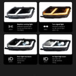 New LED headlight assembly for the 5 Series E60 03-10 model, featuring racing-style projection lenses and DRL sequential turn signals. - Image 4