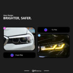 Suitable for BMW 5 Series headlight assemblies 2011-2017 F10 F18 upgraded with angel eye LED headlights - yellow. - Image 2